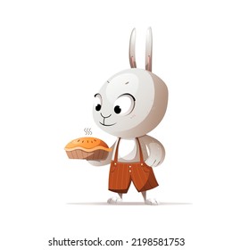 Dibujo del personaje de caricatura gris pastel de zanahoria cocinado en conejo ilustración vectorial