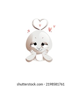 Grey cartoon character rabbit fell in love vector illustration
