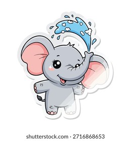 Um elefante cinza com grandes orelhas e tronco segurando água
