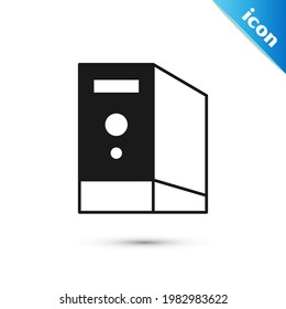 Graues Beispiel für ein Computersymbol einzeln auf weißem Hintergrund. Computerserver. Workstation.  Vektorgrafik