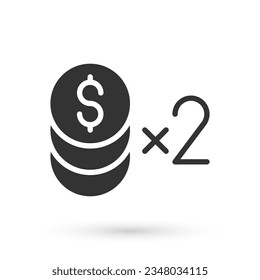 Grey Casino chip with dollar symbol icon isolated on white background. Casino gambling.  Vector