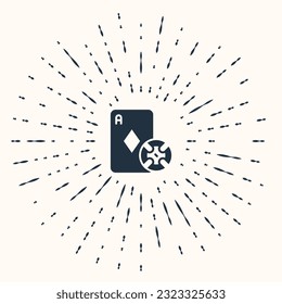 Grey Casino chip and playing cards icon isolated on beige background. Casino poker. Abstract circle random dots. Vector