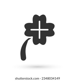 Grey Casino slot machine with clover symbol icon isolated on white background. Gambling games.  Vector