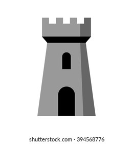 Grey castle icon on white background