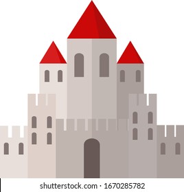 Castelo cinza, ilustração, vetor sobre fundo branco.