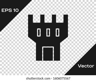 Grey Castle tower icon isolated on transparent background. Fortress sign.  Vector Illustration