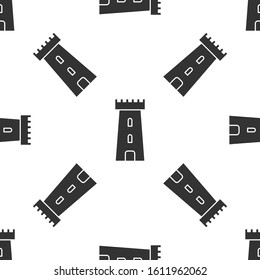 Grey Castle tower icon isolated seamless pattern on white background. Fortress sign.  Vector Illustration