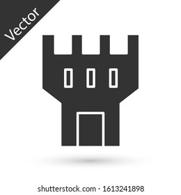 Grey Castle tower icon isolated on white background. Fortress sign.  Vector Illustration