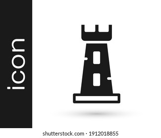 Grey Castle tower icon isolated on white background. Fortress sign.  Vector