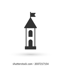 Grey Castle tower icon isolated on white background. Fortress sign.  Vector