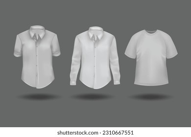 Grey casual men's clothing mockup, 3D rendering, realistic male t-shirts