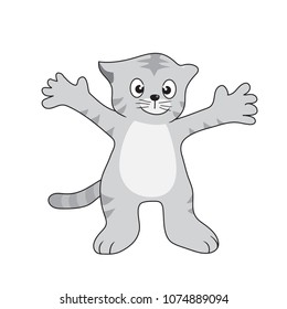 A grey cat, cartoon. (vector)