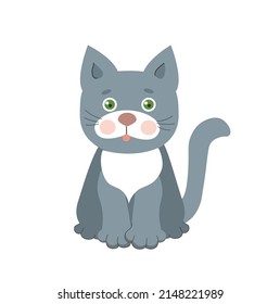 Grey Cat. Cartoon Vector Illustration.