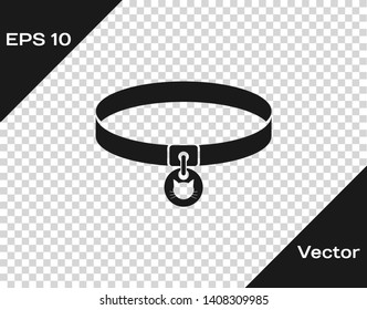 Grey Cat collar with name tag icon isolated on transparent background. Simple supplies for domestic animal. Cat and dog care. Pet cat chains. Vector Illustration