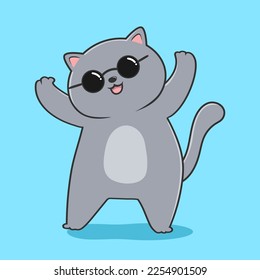Grey Cat Dance - Cute Dancing Gray Cat 