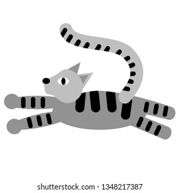 Grey cat flat illustration on white