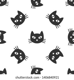 Grey Cat icon isolated seamless pattern on white background. Vector Illustration