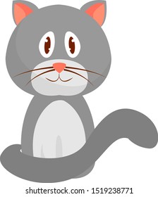 Grey cat, illustration, vector on white background.