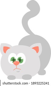 Grey cat, illustration, vector on white background