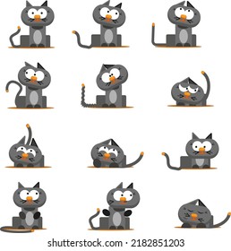 Graue Katze, Vektorgrafik auf weißem Hintergrund.
