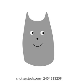 gris gato Grande dibujo animado sobre blanco