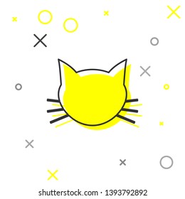 Grey Cat line icon isolated on white background. Vector Illustration