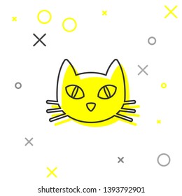 Grey Cat line icon isolated on white background. Vector Illustration