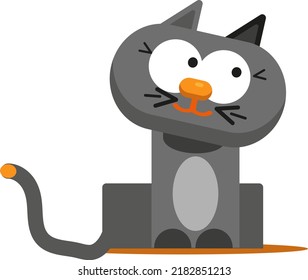 Grey cat listening, illustration, vector on a white background.