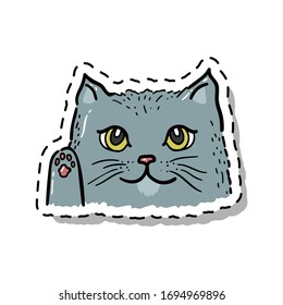 Grey cat. Pet. Vector cartoon illustration. Stickers and icons on the theme of lifestyle.