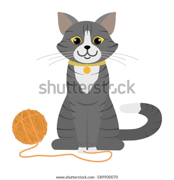 Grey Cat Playing On Floor Cartoon Stock Vector (Royalty Free) 589900070 ...