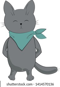 The grey cat with scarf 