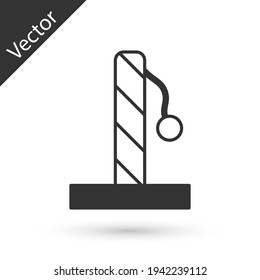 Grey Cat scratching post with toy icon isolated on white background. Vector
