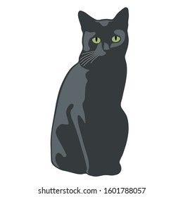 Grey cat silhouette realistic style vector illustration.