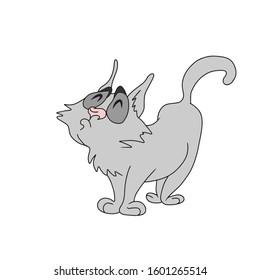 The grey cat turned his nose up.Vector illustration.Form for banners, postcards.Animals