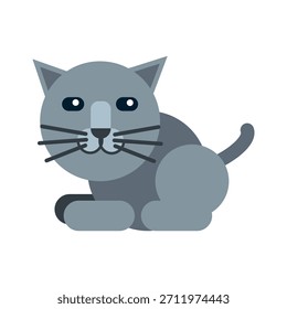 Graue Katze, Vektorgrafik. Süße Babykatze Symbol auf weißem Hintergrund. Süße Kätzchen einfache Illustration.