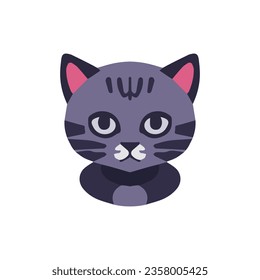 Grey cat vector illustration, flat black cat mascot vector art