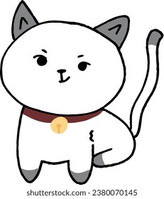 grey cat vector minimalist with outline
