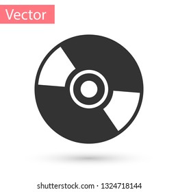 Grey CD or DVD disk icon isolated on white background. Compact disc sign. Vector Illustration