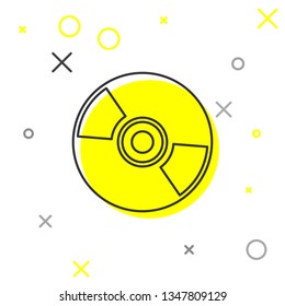 Grey CD or DVD disk line icon isolated on white background. Compact disc sign. Vector Illustration