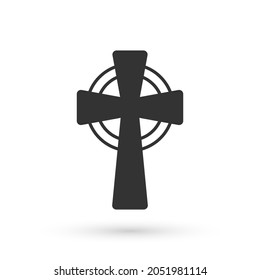 Grey Celtic cross icon isolated on white background. Happy Saint Patricks day. National Irish holiday.  Vector