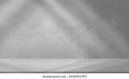 Grey Cement Wall Studio Background,Empty Display room 3D podium with gray Concrete floor texture surface,Vector Backdrop Loft gallery marble studio mockup for cosmetic,Beauty product presentaion