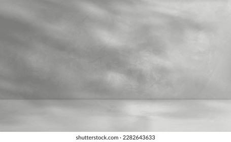 Grey cement wall texture background with light and shadow,3D Empty Studio Interior background,Vector Backdrop Gray Cement texture wall with light on Concrete floor,Display for Product Presentation