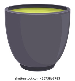 Grey ceramic cup full of green matcha tea with smooth surface isolated on white background