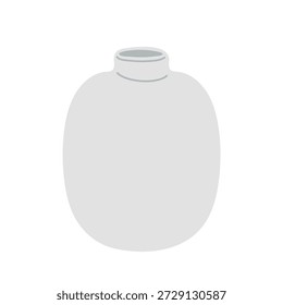 Florero de cerámica gris con forma redondeada. Elemento de decoración para el hogar. Decoración del hogar. Ilustración vectorial de dibujos animados.