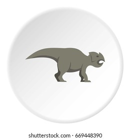 Grey ceratopsians dinosaur icon in flat circle isolated on white background vector illustration for web