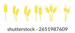Grey Cereals icon set with rice, wheat, corn, oats, Vector farm wheat ears  Gluten free Wheat logo. Icon bakery. Spike . Bread grain