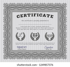 Grey Certificate of achievement. With background. Customizable, Easy to edit and change colors. Money Pattern. 