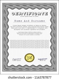 Grey Certificate of achievement. With background. Modern design. Detailed. 