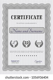  Grey Certificate of achievement. Complex background. Detailed. Superior design. 