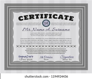 Grey Certificate of achievement. With complex background. Vector illustration. Money design. 